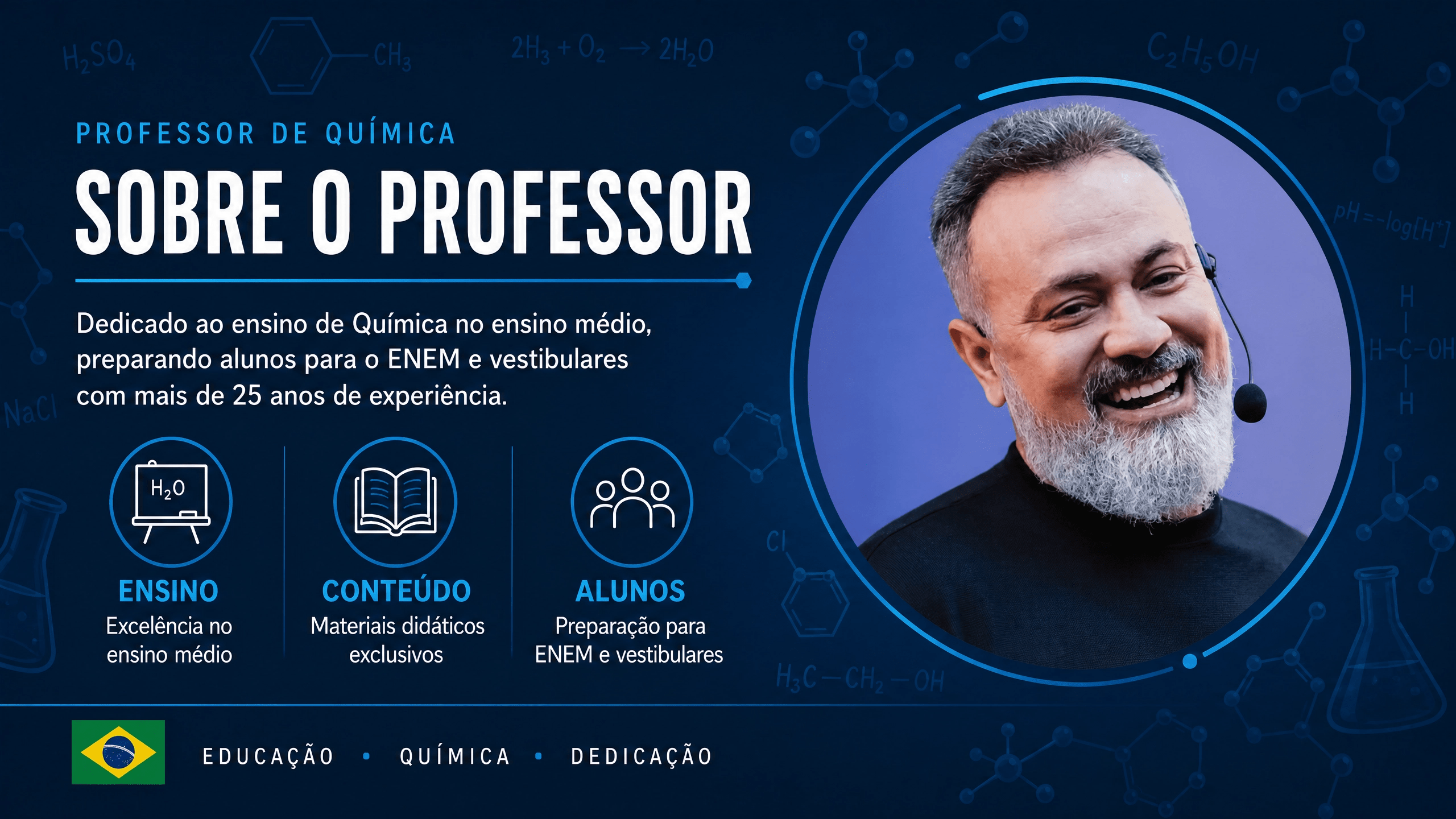 Sobre o professor Alex Diniz - foto no círculo
